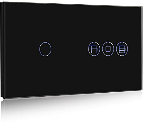 BSEED Alexa Lichtschalter Mit Rolladenschalter - 1 Fach 1 Weg WiFi Touch Schalter - Fernbedienung Mit Smart Life APP - Arbeitet Mit Alexa, Google Home - Jalousieschalter Schwarz
