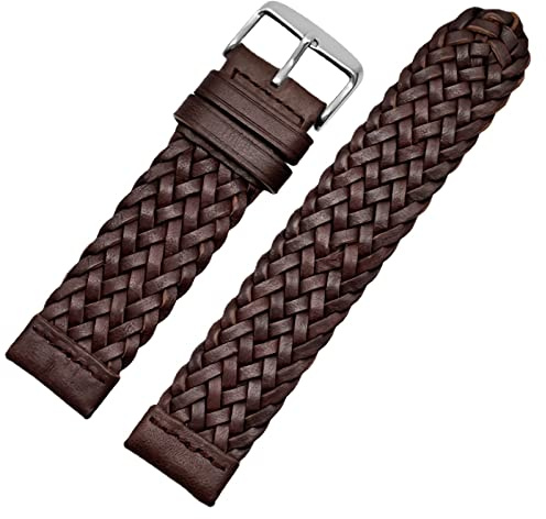 RWXCOW uhrenarmbänder für herren leder 20mm 22mm 24mm Uhrenarmbänder/uhrenarmbänder für herren/uhrenarmbänder 20mm geflochten Braun 20 mm