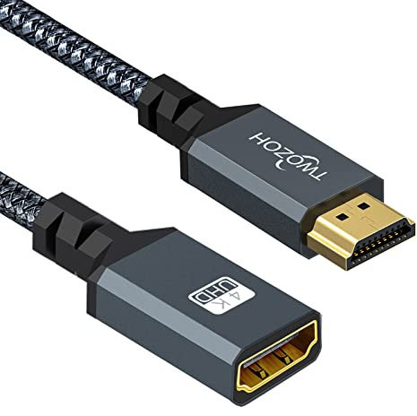 Twozoh HDMI Verlängerungskabel 1,5M, HDMI Stecker auf Buchse Kabel - Geflochtenes Nylon Extender 2.0 mit 4K@60Hz, 3D HDR Unterstützung