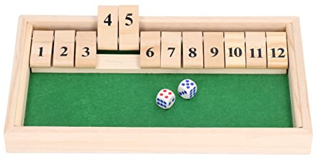 Alomejor Würfel Brettspiel mit Würfeln, Tragbar, aus Holz, 12 Zahlen, Flip Fliesen Spiel, Spielzeug für Bars, KTV, Teehaus, Party, Lustig Angelwerkzeuge und Accessoires