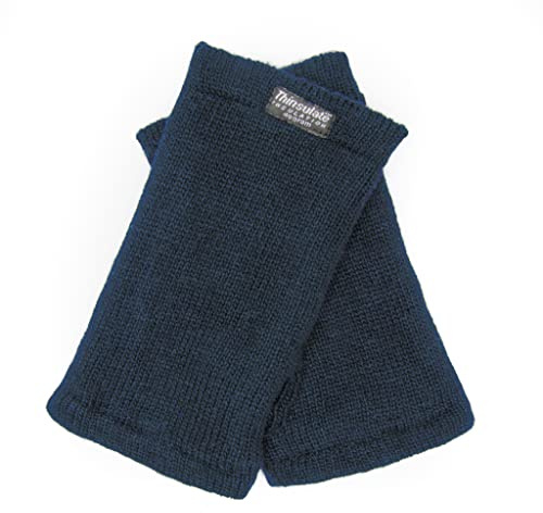 EEM Herren Strickhandschuhe Pulswärmer, weiche Wolle, Thinsulate Thermofutter, praktisches Daumenloch navy onesize