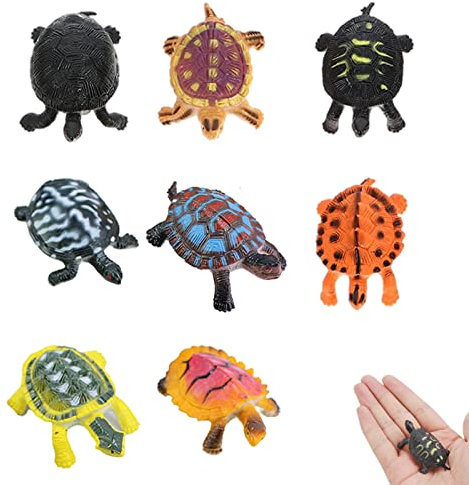 HXHWKEN 8 Piezas Tortuga Figuras Juguetes Tortuga Marina Realista Set de Figuras de Tortuga Carey de Plástico para Niñas Niños Pequeños