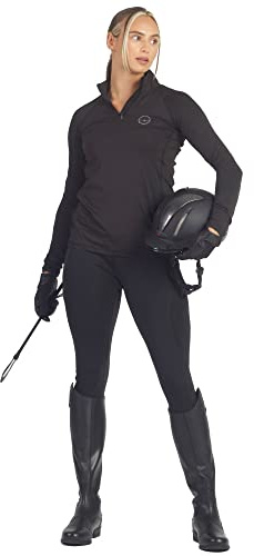Legging d'équitation pour femme en silicone mat avec poches pour téléphone, Noir , 32 W