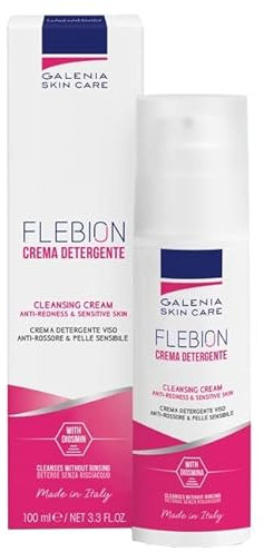 Galenia Skin Care Flebion - Crema Detergente Viso per Pelle Sensibile con Arrossamenti e Couperose, 100ml