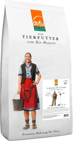 defu Wildvögel | Bio Sonnenblumenkerne | Ganzjähriges Vogelfutter für Weich- und Körnerfresser, auch für Wachteln geeignet | Futtersack (14kg)