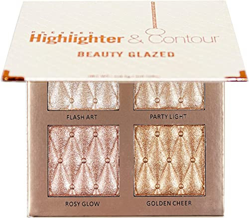 4 Colori Highlighter Contour Palette Natural Glow Face Brightens&Shades e Body Shading Shimmer Bronzer Powder Shimmer Glitter Illuminating Cheek Makeup