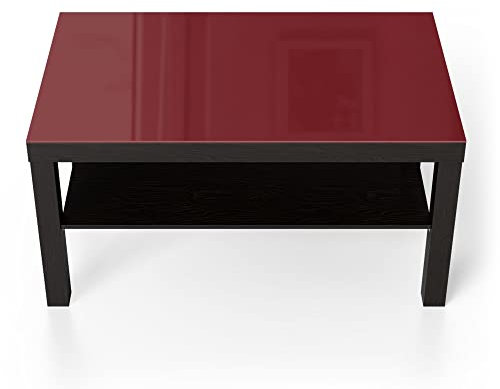 DEQORI Glastisch | schwarz groß 90x50 cm | Unifarben - Dunkelrot | ausgefallener Beistelltisch aus Glas | Hochglanz Couchtisch fürs Wohnzimmer | moderner Couch Tisch mit Design