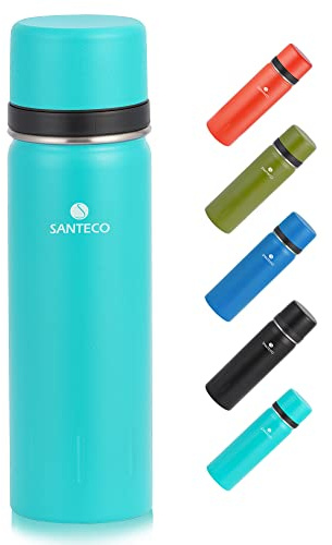 SANTECO Thermoskanne Thermosflasche Edelstahl 1l, 500ml, Auslaufsicher Isolierflasche mit Trinkbecher für unterwegs, Thermoskanne Kaffee & Tee für Kinder, Sport, BPA-Frei, 24H Kalt & 12H Heiß