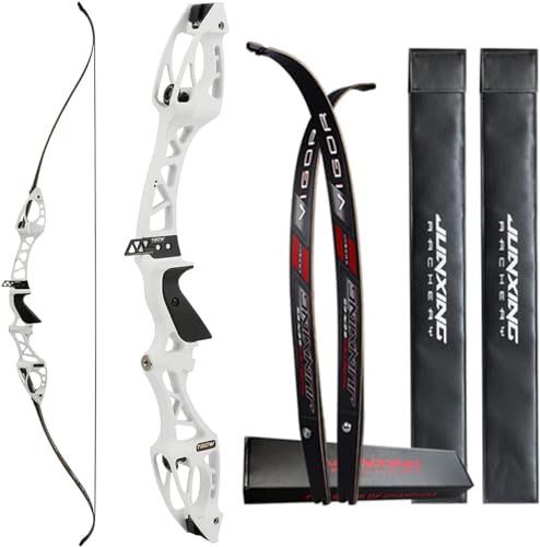 68 Zoll Bogenschießen Recurve Bogen F Gerät Takedown Langbogen für Sportliche Wettbewerb F Bogen Riser und Limbs 20-40LBS Jagdbogen für Erwachsene Jugend Teens Rechtshänder (32lbs, Weiß)