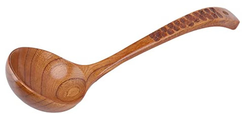 Cuillères En Bois,Cuillères à Soupe, Cuillères à Soupe En Bois Japonaises Ustensiles De Cuisine, Grande Cuillère Ronde En Bois à Long Manche Pour Soupe, Pour Soup (Modèle écaille de tortue)