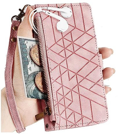 Rnrieyta Miagon Reißverschluss Brieftasche Hülle für iPhone 7 Plus/8 Plus,Magnet Handyhülle Tasche PU Leder Geometrie Klapphülle Flip Case Geldbörse mit Kartenfach