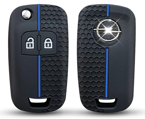 Schlüsselhülle Kompatibel Mit Opel,AutoschlüsselHülle Opel-2 Tasten | Mit Insignia Astra Meriva Corsa Zafira Mokka Chevrolet Orlando Cruze SchlüsselCover,Opel Corsa Schlüsselhülle-Blau Linie