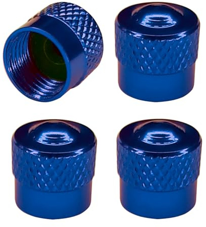 cyclingcolors 4X Ventilkappen Ventildeckel Auto Motorrad Fahrrad Ventilabdeckung Radventilkappen Reifenventilkappen Autoventil-Kappen Aluminium, Blau
