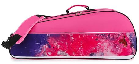 Tennistasche, für professionelle oder Anfänger-Tennisspieler, Schlägerhülle mit Schutzpolster und geringes Gewicht, Unisex-Design für Männer, Frauen, Jugendliche und Erwachsene (Farbe: Pink)