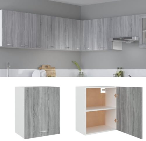 LAPOOH Hängeschrank, Kitchen Wall Cabinet, Küchenschrank, Küchenhängeschränke, Wandschrank Küche, Grau Sonoma 50x31x60 cm Holzwerkstoff