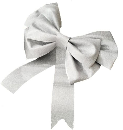 Hrlace Riesen Schleifen Große Dekoschleife Eva Schwamm Schleife Hängende Riesenschleife Weihnachtsschleifen Autoschleifen DIY Dekoschleife für Hochzeit Party Dekoration Glitzer Silber 30cm