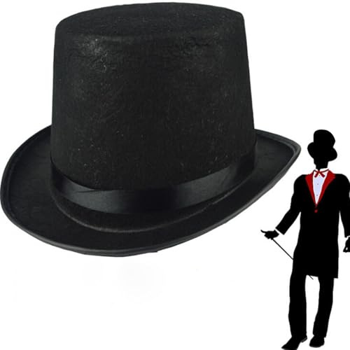 PACKOVE Zylinderhut Für Erwachsene Schwarzer Magier Hut Filzhut Zauber Kostüm Zubehör Für Karneval Party Maskerade