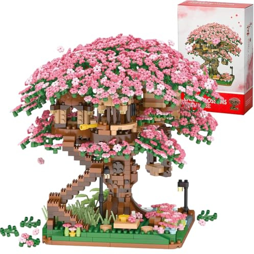 Tirff Sakura Baum Bausteine Bausatz, Japanische Kirschblütenbaum Modellbausatz, 2138+ Klemmbausteine Sakura Baumhaus Modellsets, Geschenk für Erwachsene und Jugendliche ab 16 Jahren