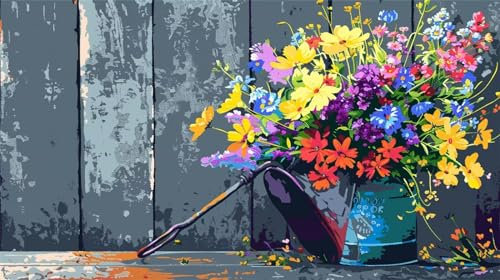 Malen nach Zahlen Erwachsene, DIY Malen nach Zahlen Retro, 110x60cm DIY Vase mit Pinsel und Acrylfarben, Set Malen nach Zahlen ab 6 7 8 9 10 11 12 Jahre Mädchen Jungen Teenager Kreatives für Geschenk