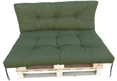 IN WOHO Palettenkissen Set, Outdoor Kissen für Palettensofa, Europaletten Sitzkissen, Sitzauflagen Gartenmöbel, Wasserabweisende Palettenkissen 120x40 und 120x80, Bankauflage Outdoor, Grün
