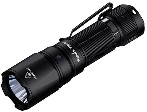 fenix TK05R taktische Sicherheits-Taschenlampe, wiederaufladbar, ultrakompakt, lange Reichweite, 1000 Lumen, 450 m, max. 14,5 Stunden, 1100 mAh Akku, Dual-Endschalter, USB-C | IP68, Schwarz
