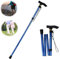 Bastone da Passeggio, Bastone da Passeggio Pieghevole alluminio, Bastone da Viaggio Portatile, 5 Livelli Bastone da Passeggio Regolabile in Altezza, con Manico a T per Anziani Disabili (blu)