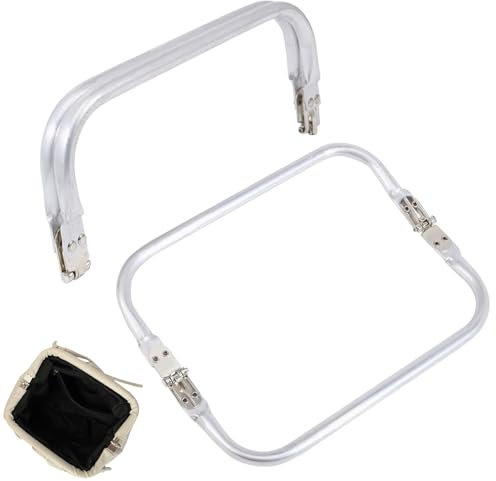 2 Stück Aluminium Taschenverschluss-Rahmen mit U-förmigen Griffen & Schnappverschluss - Ersatzrahmen für DIY Häkeltaschen, Dinner Beutel, Geldbörsen (Taschenbügel, Taschengriffe)