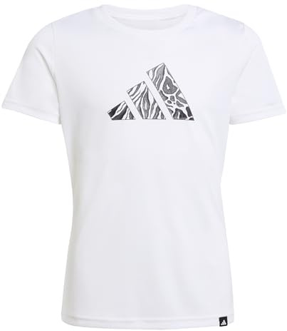 Adidas Niñas Climacool Animal Training Slim Graphic T-Shirt Junior Girls, White, 9-10 Years