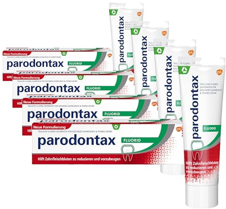 Parodontax Fluorid Zahnpasta, 1x75ml Zahncreme, hilft Zahnfleischbluten zu reduzieren und vorzubeugen (Packung mit 4)