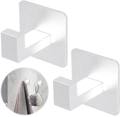 eModwey 2er Set, Handtuchhaken Selbstklebend Ohne Bohren, Edelstahl Rostfrei Wandhaken Handtuchhaken für Küche, Bad und Schlafzimmer, Elegantes Chrom-Finish
