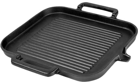 Fiorky Griglia in ghisa con doppio manico, senza rivestimento chimico, for barbecue/Tandoori, compatibile con induzione e gas