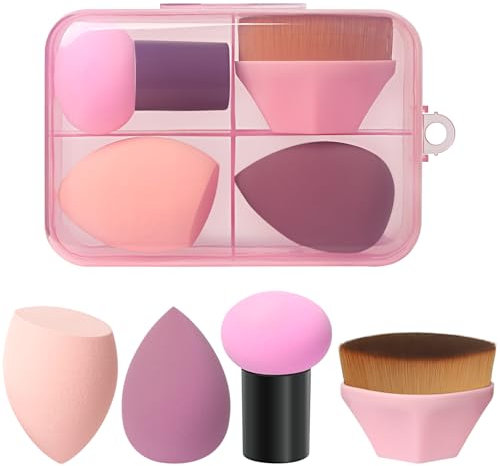 SruidyLady 4 Stück Waschbare Makeup Schwämme Set – Beauty Blender für Flüssigfoundation, Puder & Sonnencreme, Hautfreundliche Kosmetikschwämme