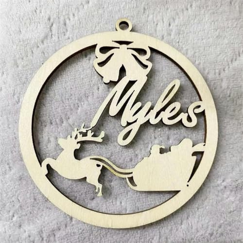 Bola de Copo de Nieve de Navidad Personalizada, Adornos Cortados con láser Personalizados, Adornos con Diferentes Nombres, Etiquetas de Madera para árbol de Regalo Colgante de Navidad, Estilo 4