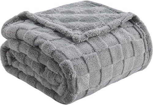 DLKJCX Gewichtsdecke Sherpa, weiche, warme Gewichtsdecke aus Plüsch für Erwachsene im Winter und Herbst, für Bett, Couch, Sofa, maschinenwaschbar(Gray,100X150CM)