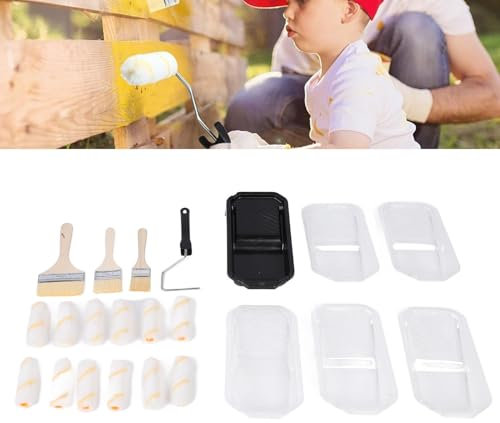 Juego de Rodillos de Pintura, Pincel de Pintura con Bandeja, Suministros de Pintura para el Hogar, Rodillo de Pintura para Pared, Juego de Rodillos de Pintura, Bandeja de Pintura