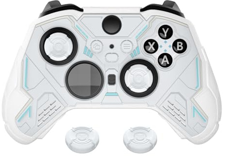 PlayVital Silikonhülle für Xbox Elite Series 2 Controller & Core, Case Skin | Schutzhülle Zubehör, mit Daumengriffkappen, Aufkleber Stellar, Mecha Design, Warmweiß & Schneeweiß