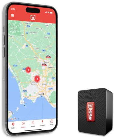 MoMap Mini Plus 4G – GPS-spårare för bil och motorcykel med iOS/Android-app | Live lokalisering | Internationellt SIM med medlemskap ingår | Realtidslarm | App och support 100 % Svenska