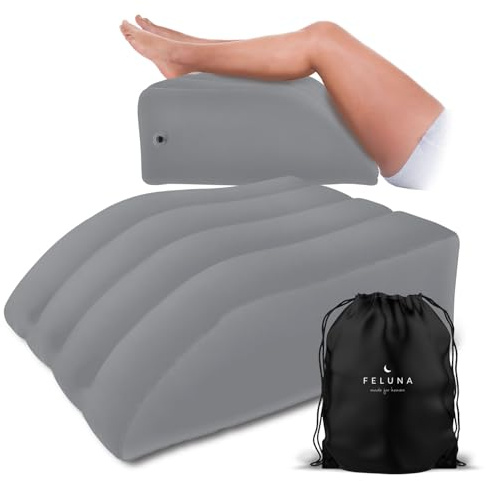 Ergo Keilkissen & Venen-Kissen zum Schlafen und Rückenentlasten; Orthopädisches Rückenentlastungskissen, Beinkissen & Beinstützkissen zur Linderung von Schmerzen und Heilung (Grau)