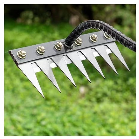 Rastrello in acciaio ispessito per giardinaggio e diserbo, rastrello da giardino resistente a 7 denti, rastrello per erbacce, rastrello a mano in acciaio al manganese per una robusta dietatching