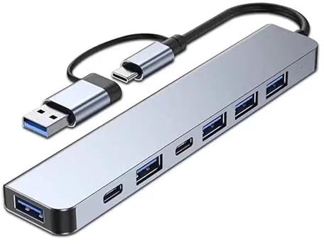 Multibao 8 in 1 USB Hub Type C Multiport To 4 USB 3.0 Port SD HDMI Adapter Switcher with SD, TF, USB 3.0, USB 2.0, 3.5 mm Audio ports, Hub USB C for MacBook Air/Pro, Galaxy, Pad