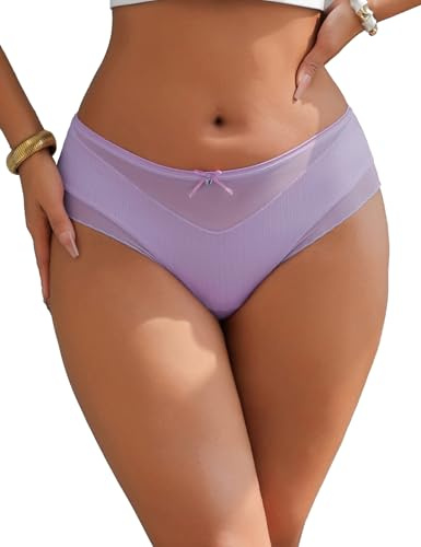 sunshinelady Calzoncillos de malla para mujer, transparente, hipster cómodo, braguitas brasileñas, tallas grandes, ropa interior transpirable, ropa interior de hong de cintura baja, ropa interior