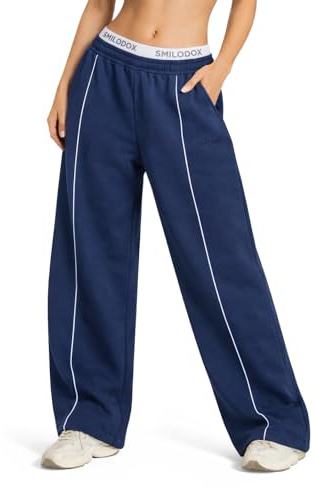 SMILODOX Jogginghose Damen Siara, Bequeme & stylische Freizeithose mit elastischem Bund und Seitentaschen, Trainingshose mit verstellbarem Beinabschluss im Oversize Fit, Für Fitness, Yoga & Freizeit