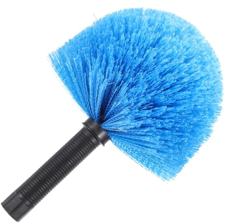 Homoyoyo Extendable Cobweb Brush and Spiderweb Duster Peacock Blue Handle, Adjustable Ceiling and Corner Web Remover for Indoor and Outdoor Use, Reusable Household Dust Cleaner