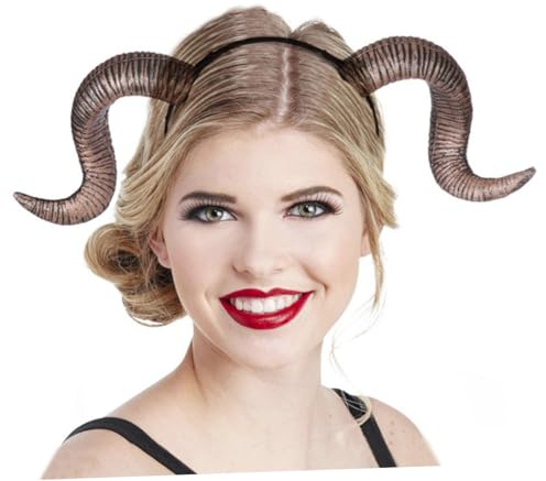 HAMPPLIES 2pcs Croissant Headband Halloween Costume Accessory Ram Headband for Boys and Girls Halloween Hair Band for Masquerade Party