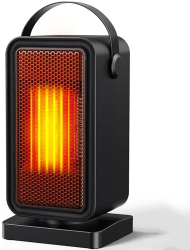 Heizlüfter Energiesparend, Elektrische Heizlüfter Energiesparend 600W, PTC Keramik Heizlüfter Überhitzungs& Kippschutz, 2 Einstellungen Thermostat, 12-Stunden-Timer, für Büro, Heim, Schlafsaal, bad