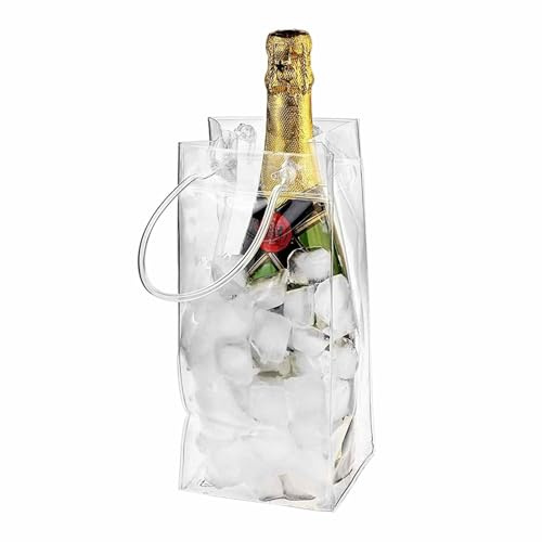 Bolsa Para Hielo De Vino - Bolsas Para Hielo | Hielera De PVC Transparente A Prueba De Fugas, Bolsa Plegable Portátil Para Whisky, Enfriador De Vino Con Asa Para Fiestas Y Accesorios De Café