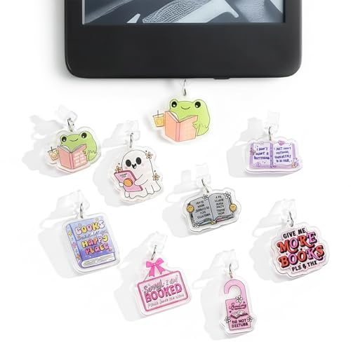 JYNVO 9 st dammtäta lock med roliga hängen, Micro USB för Kindle Paperwhite 1-4/10/Oasis 1-3, E-läsare och Android-smartphones - Kindle-tillbehör för kvinnor
