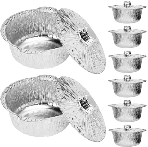 IWOWHERO Lot de 8 Casseroles Jetables en Aluminium avec Couvercles 2000 ML Réutilisables Cuisson Four Congélation Camping et Repas en Plein Air