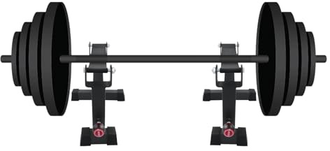 Set di telai per bilanciere, portata 300 kg, supporto per bilanciere regolabile in altezza 30 – 40 cm, per deadlift e deadlifts con cinghia in nylon, antiscivolo, nero