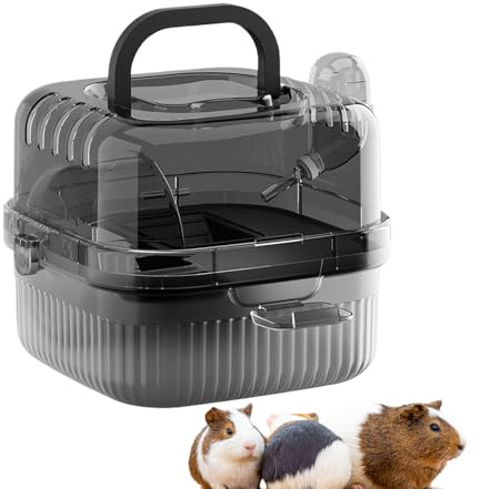 Hamster Transportlåda – dubbla lager, ventilerad transportlåda, för små djur, lämplig för marsvin, möss, dvärghamstrar, chinchillor, för utomhus, camping, vandring, bilresa